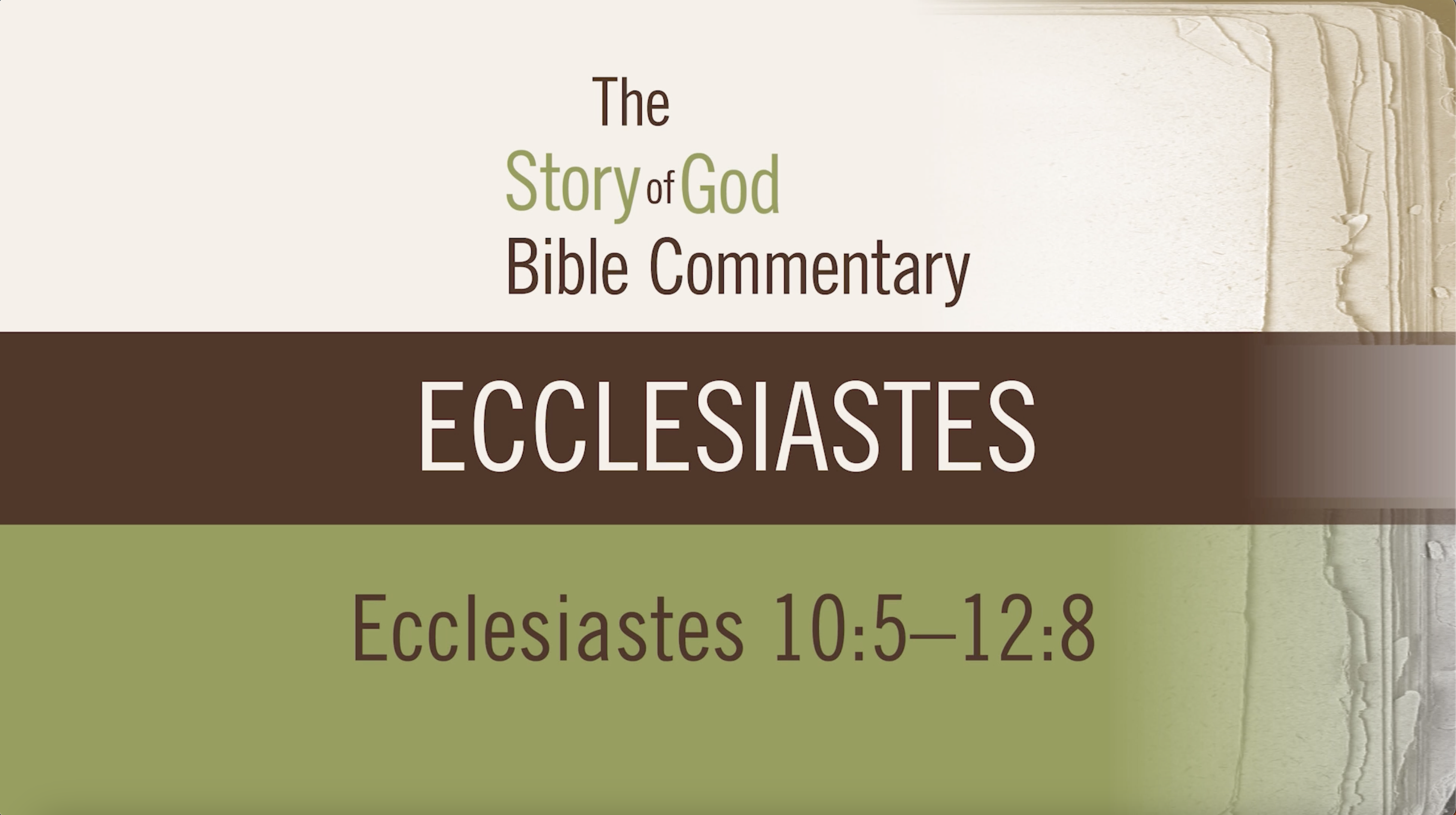Ecclesiastes - Session 8 - Ecclesiastes 10:5-12:8