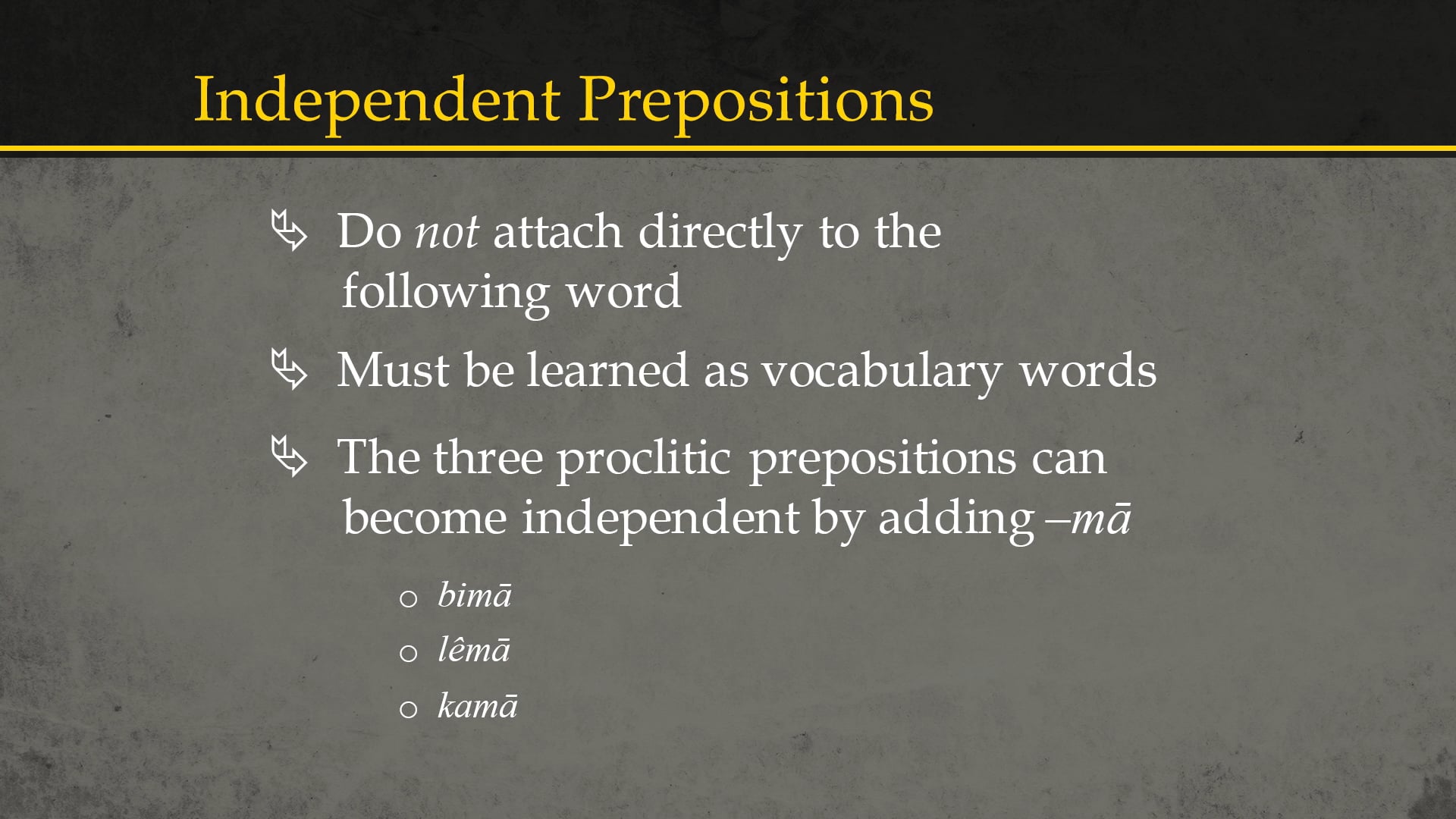 Basics of Ancient Ugaritic - Session 5: Prepositions