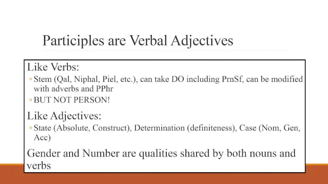 Hebrew for the Rest of Us Video Lectures - Session 17: To Infinitives and Beyond! – Infinitives and Participles