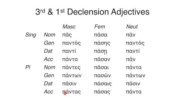 Reading Biblical Greek - Session 72 - Adjectives of 3rd and 1st Declensions