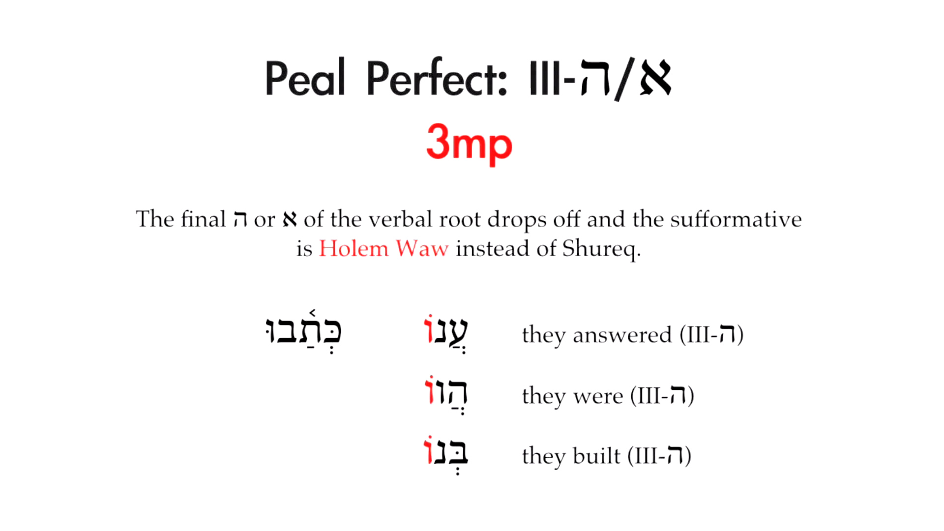 Basics of Biblical Aramaic - Session 13 - Peal Perfect