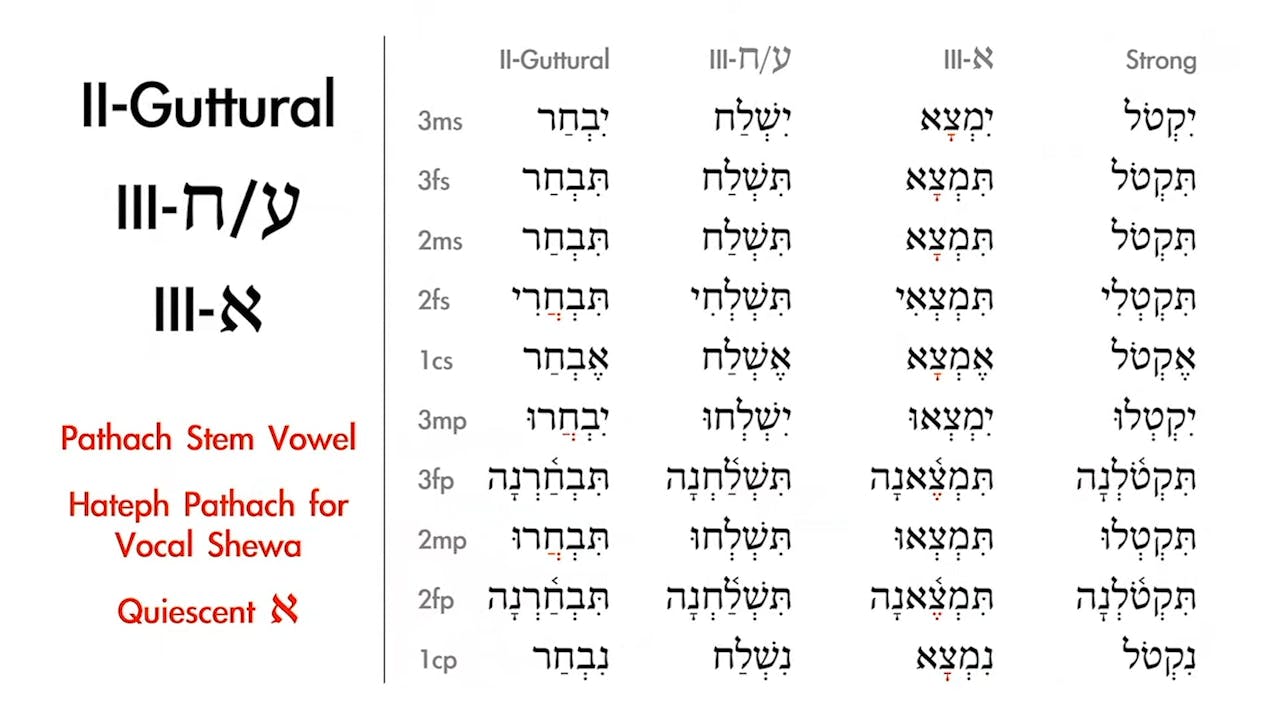 Basics of Biblical Hebrew Session 16 Qal Imperfect Weak Verbs