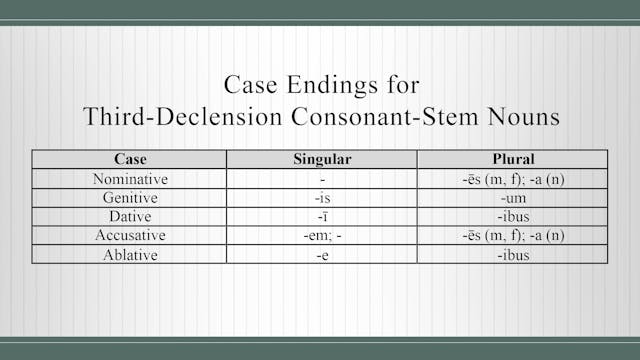 Basics of Latin - Session 5 - Third-Declension Nouns