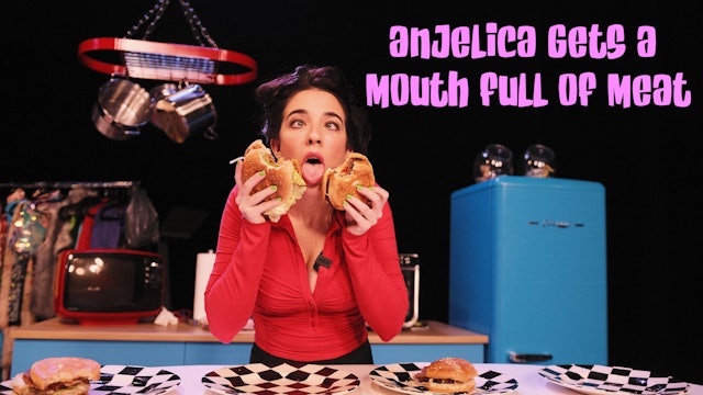 Anjelica Gets a Mouth Full of Meat