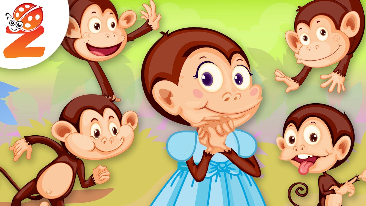 5 Little Monkeys Jumping On The Bed | Animated Songs - Educational ...