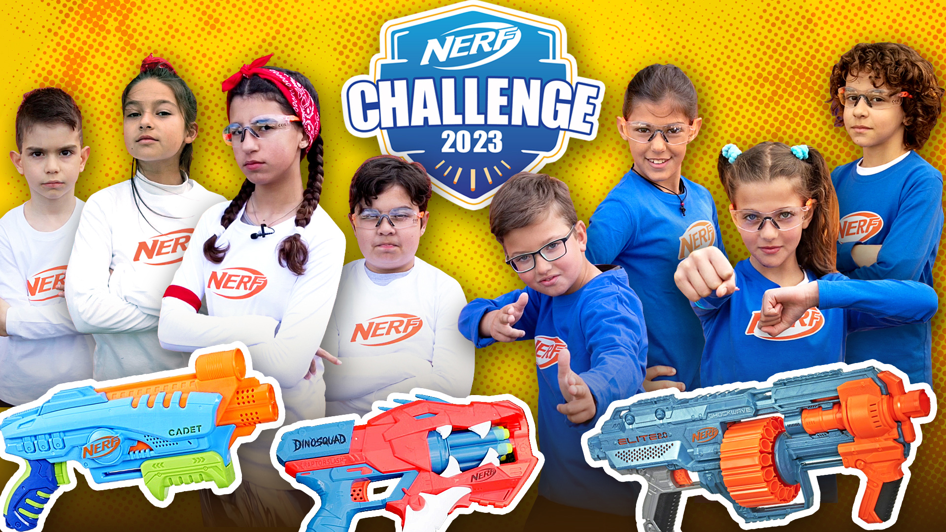 Nerf Challenge #1! Κόκκινοι VS Μπλε: Πρώτος γύρος Nerf Survivor!